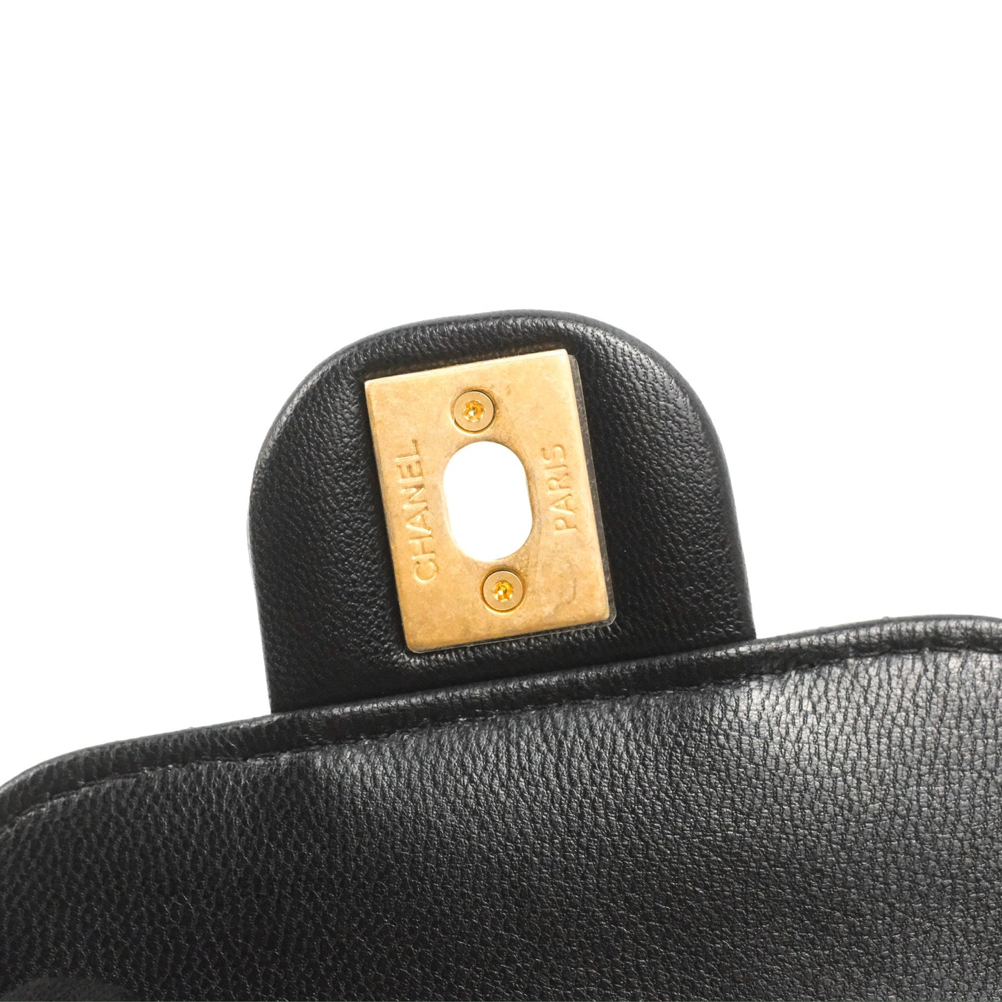 Chanel Mini Chic Pearls Flap Black Goatskin Aged Gold Hardware