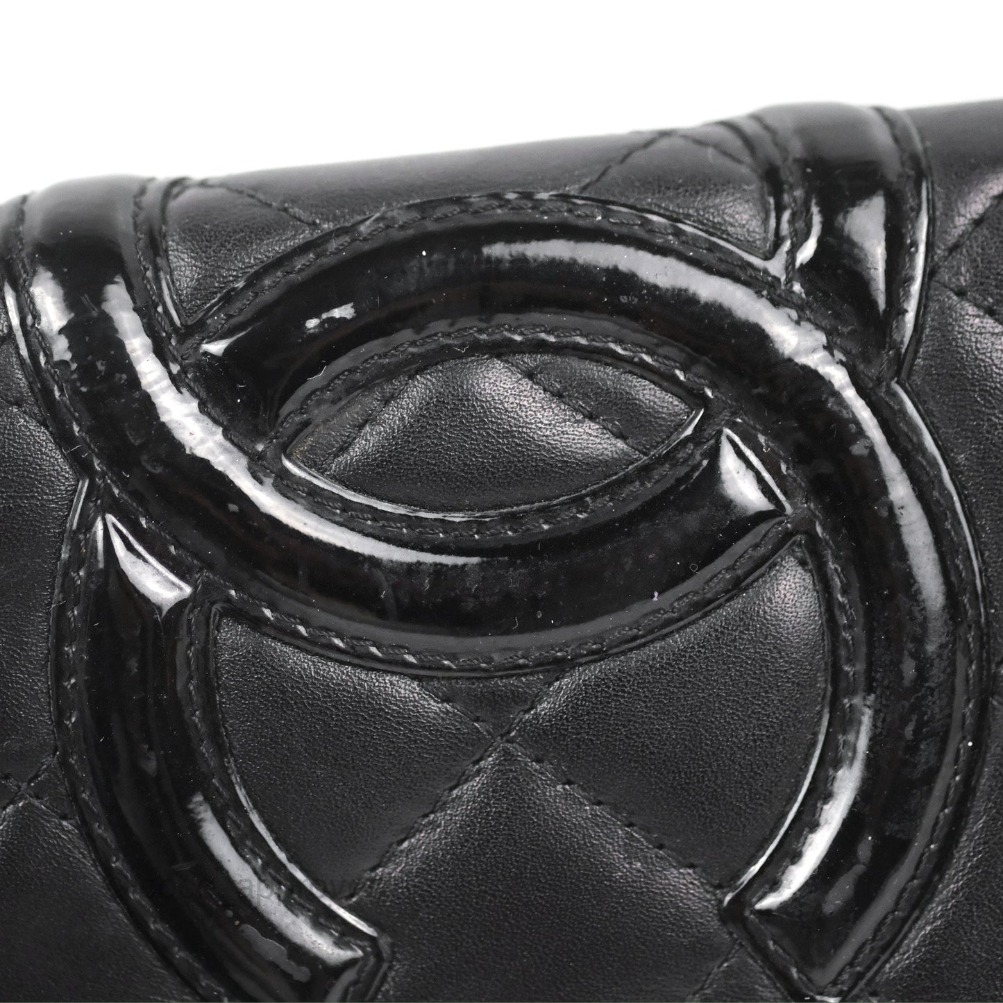 Chanel Quilted Cambon Yen Wallet Black Calfskin Silver Hardware
