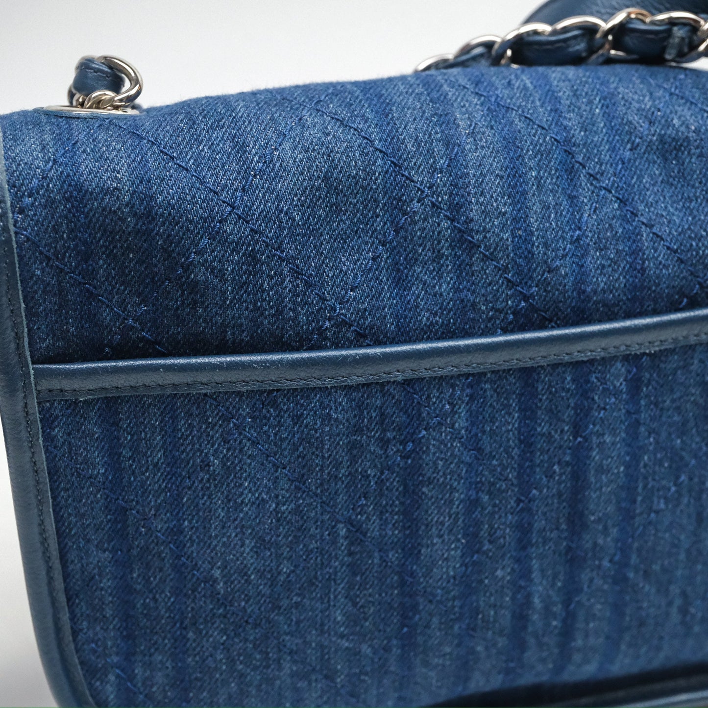 Chanel Denim Flap Bag Sliver Hardware