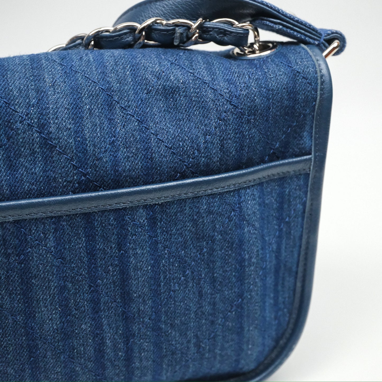 Chanel Denim Flap Bag Sliver Hardware
