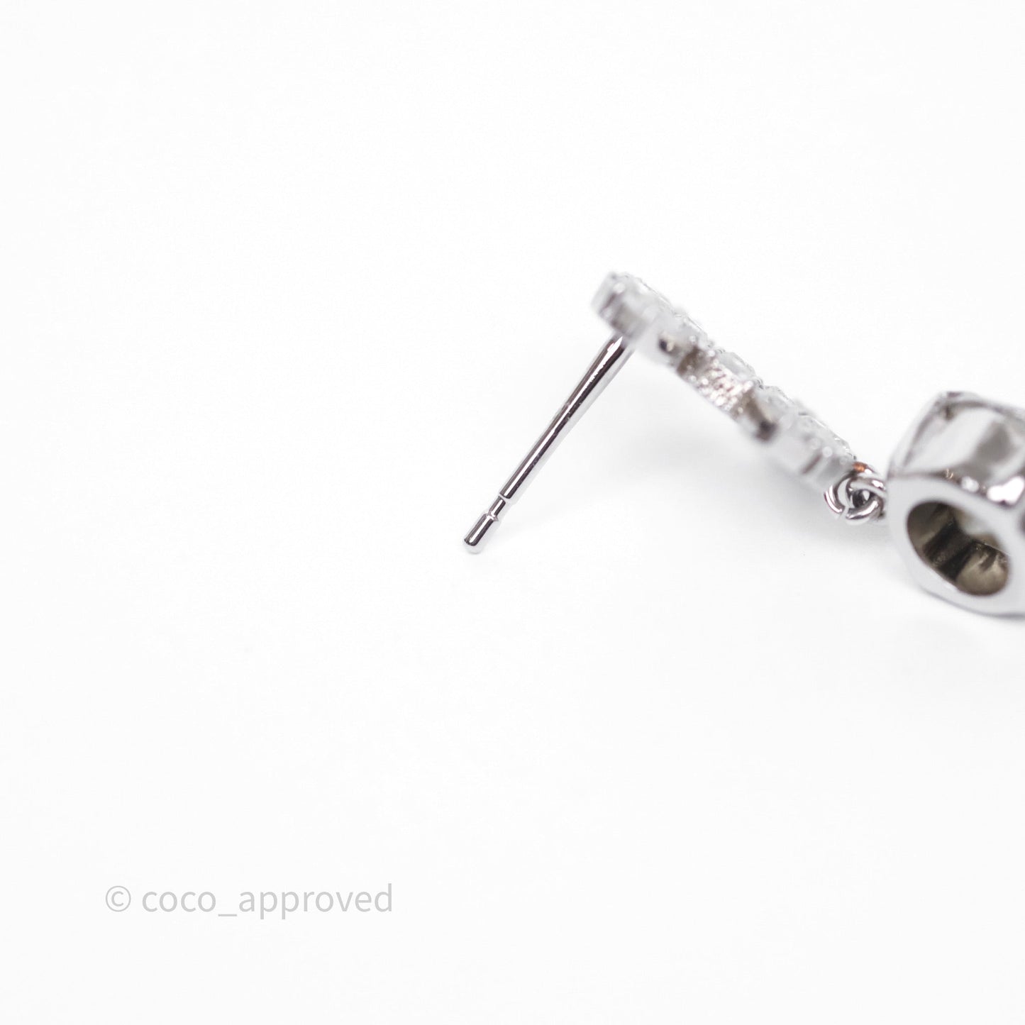 Chanel Crystal CC Drop Earrings Silver Tone 18S