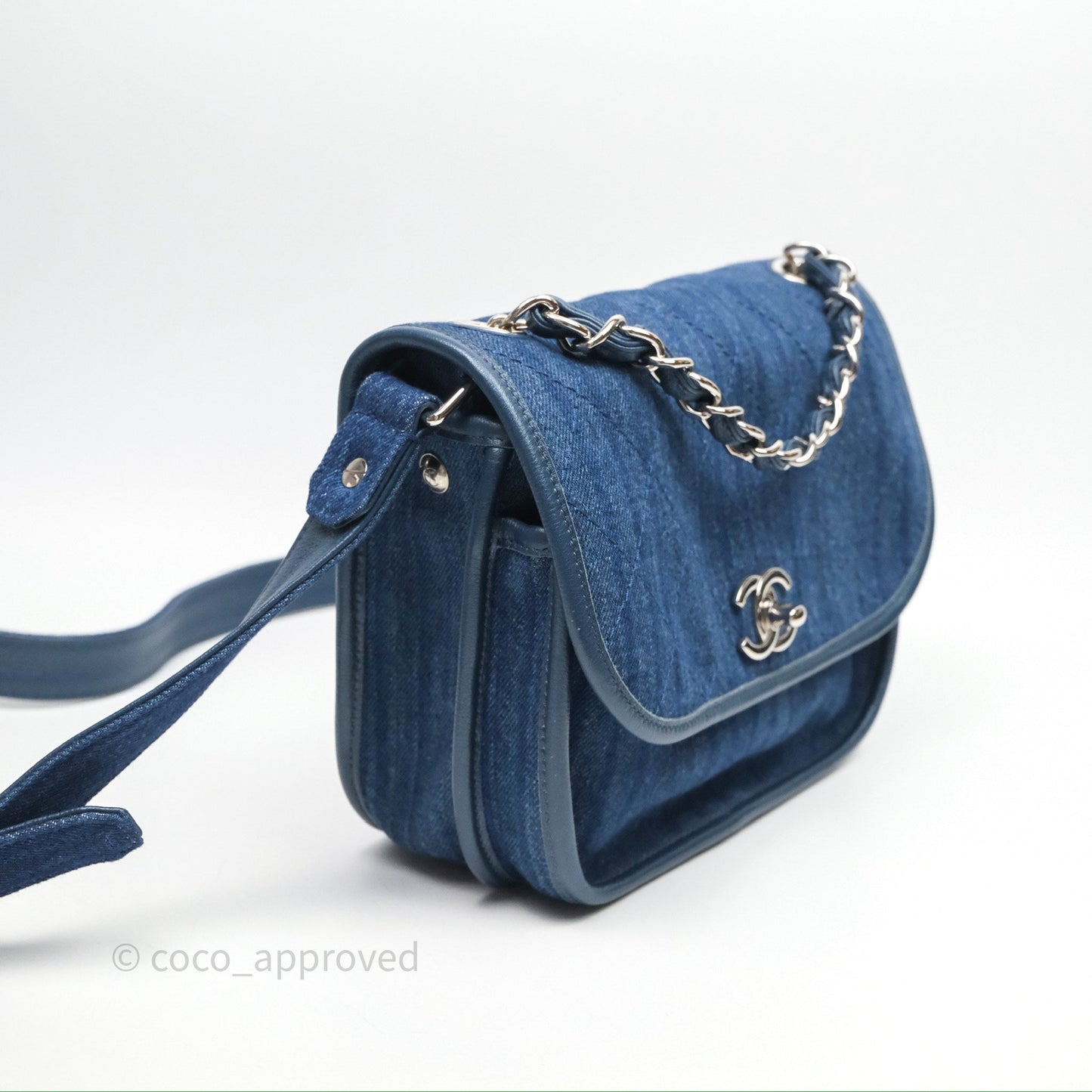 Chanel Denim Flap Bag Sliver Hardware