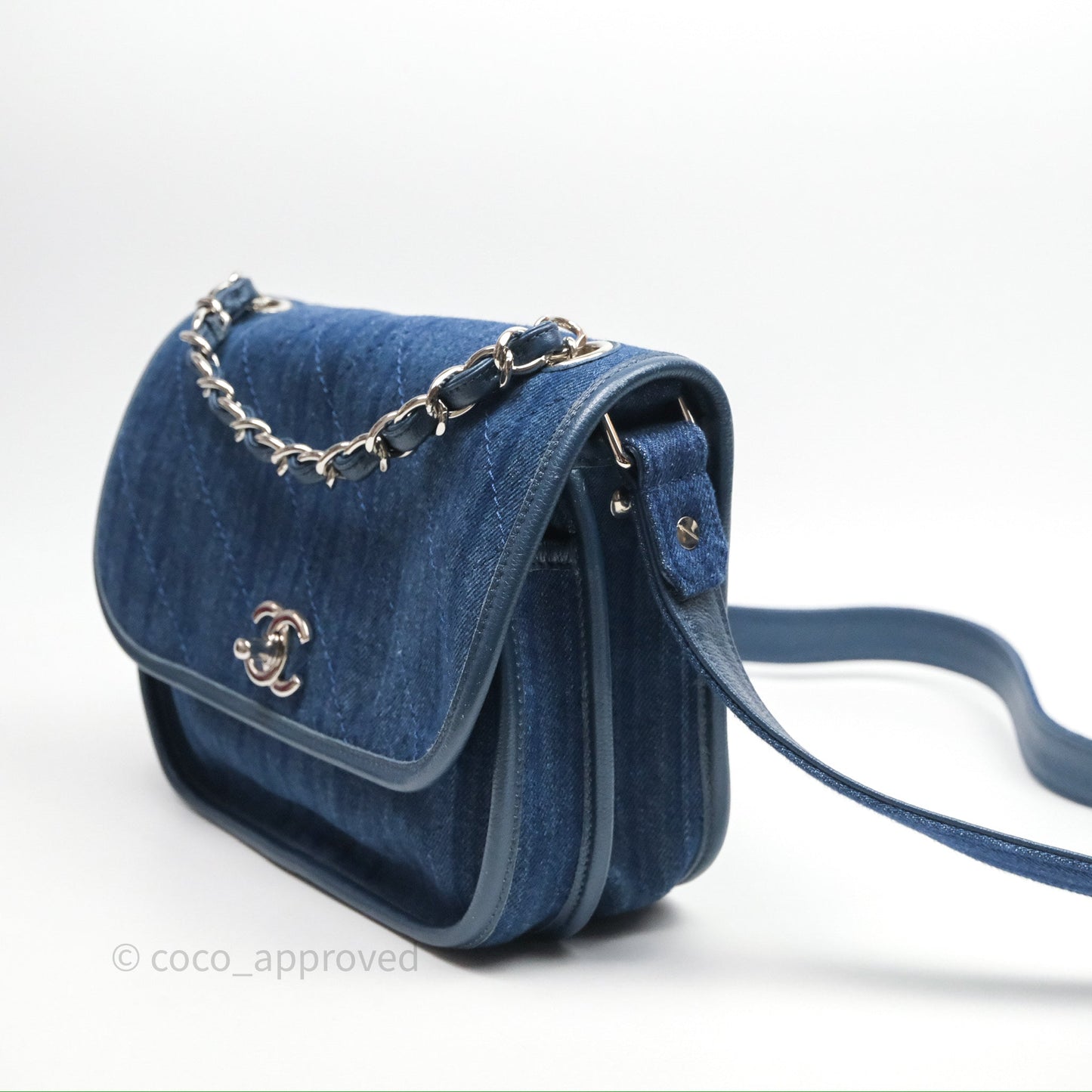 Chanel Denim Flap Bag Sliver Hardware
