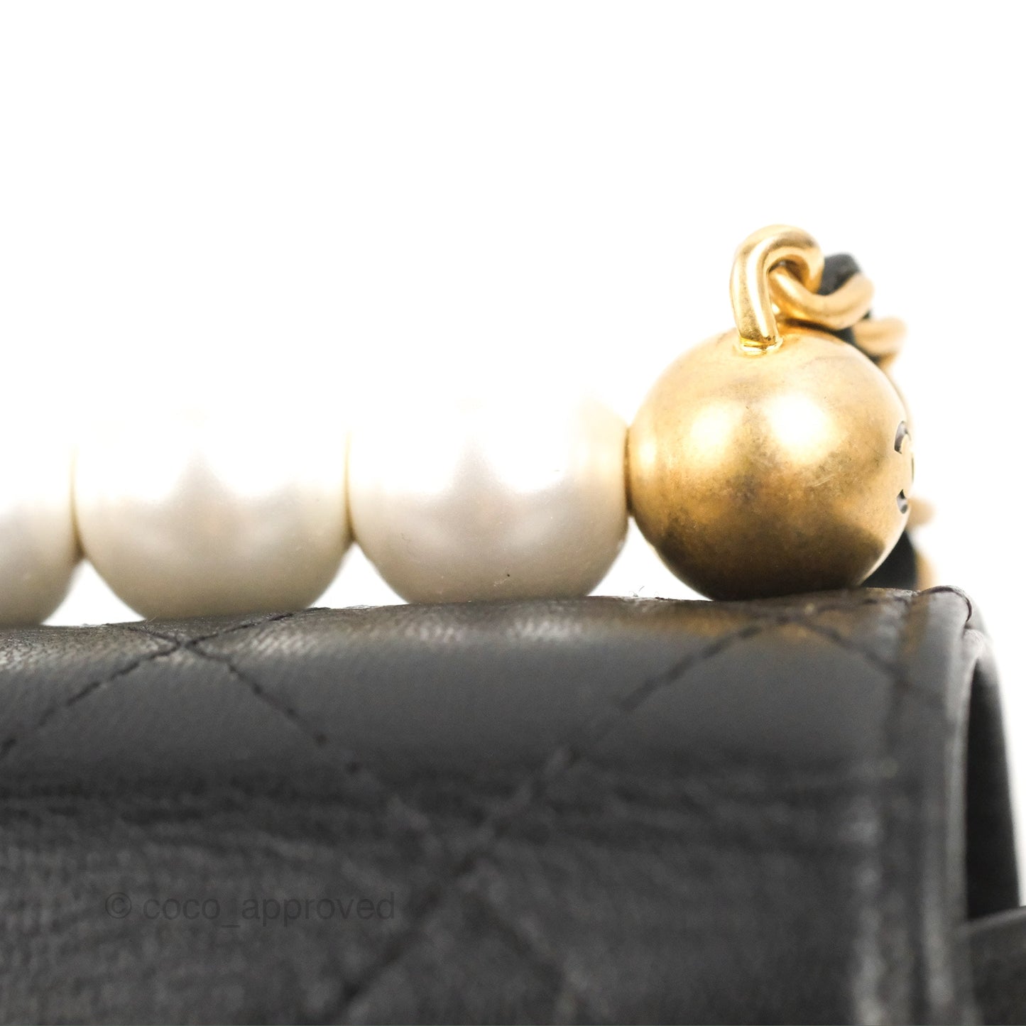 Chanel Mini Chic Pearls Flap Black Goatskin Aged Gold Hardware