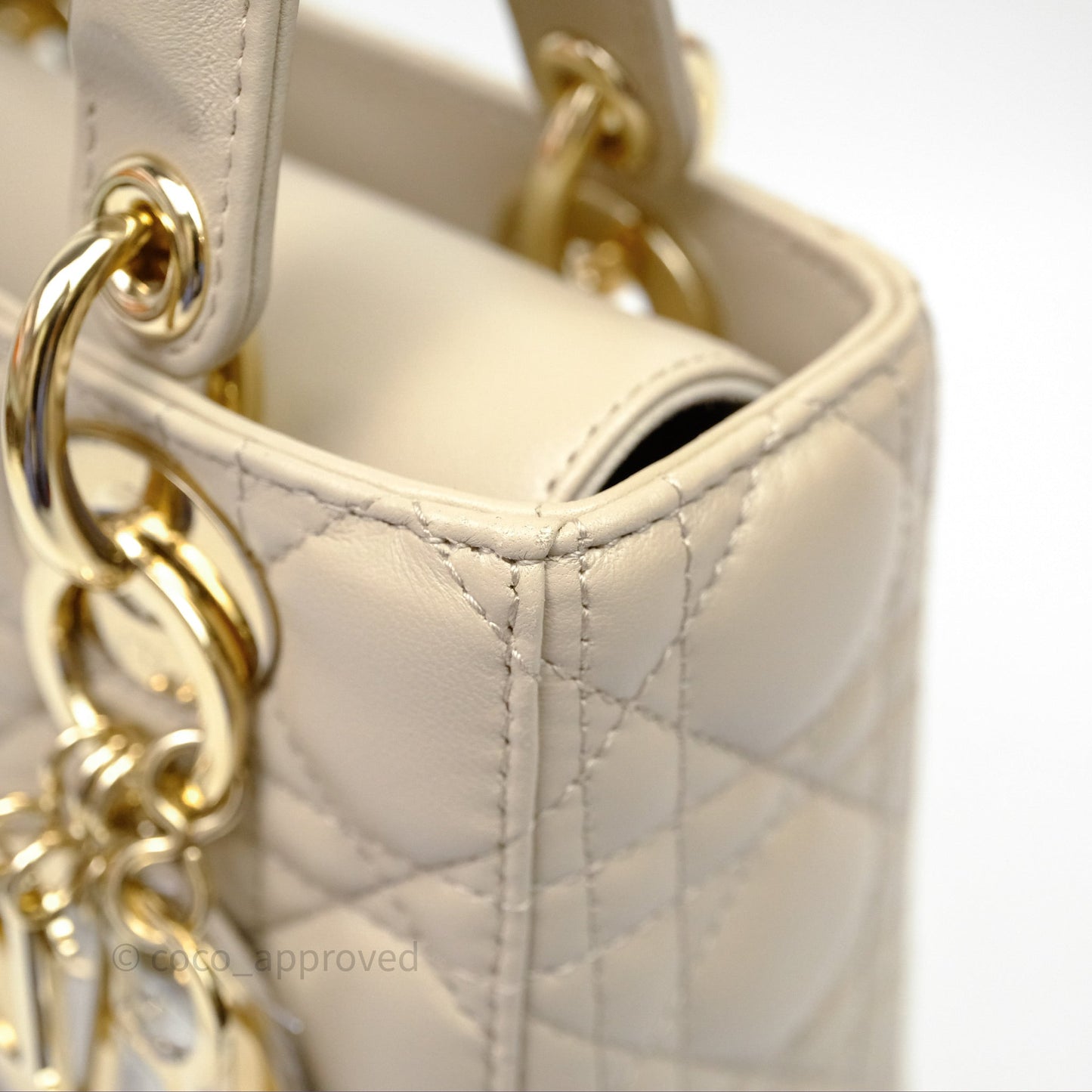 Christian Dior Small Lady Dior My ABCDior Bag Sand Beige Cannage Lambskin