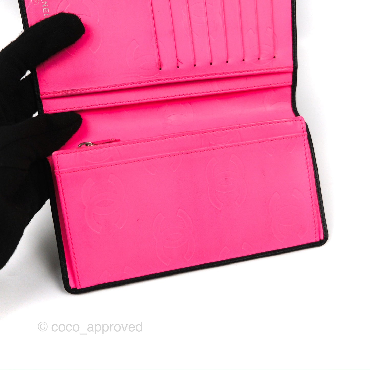 Chanel Quilted Cambon Yen Wallet Black Calfskin Silver Hardware