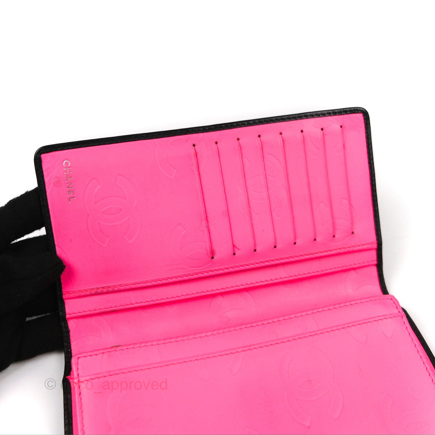 Chanel Quilted Cambon Yen Wallet Black Calfskin Silver Hardware