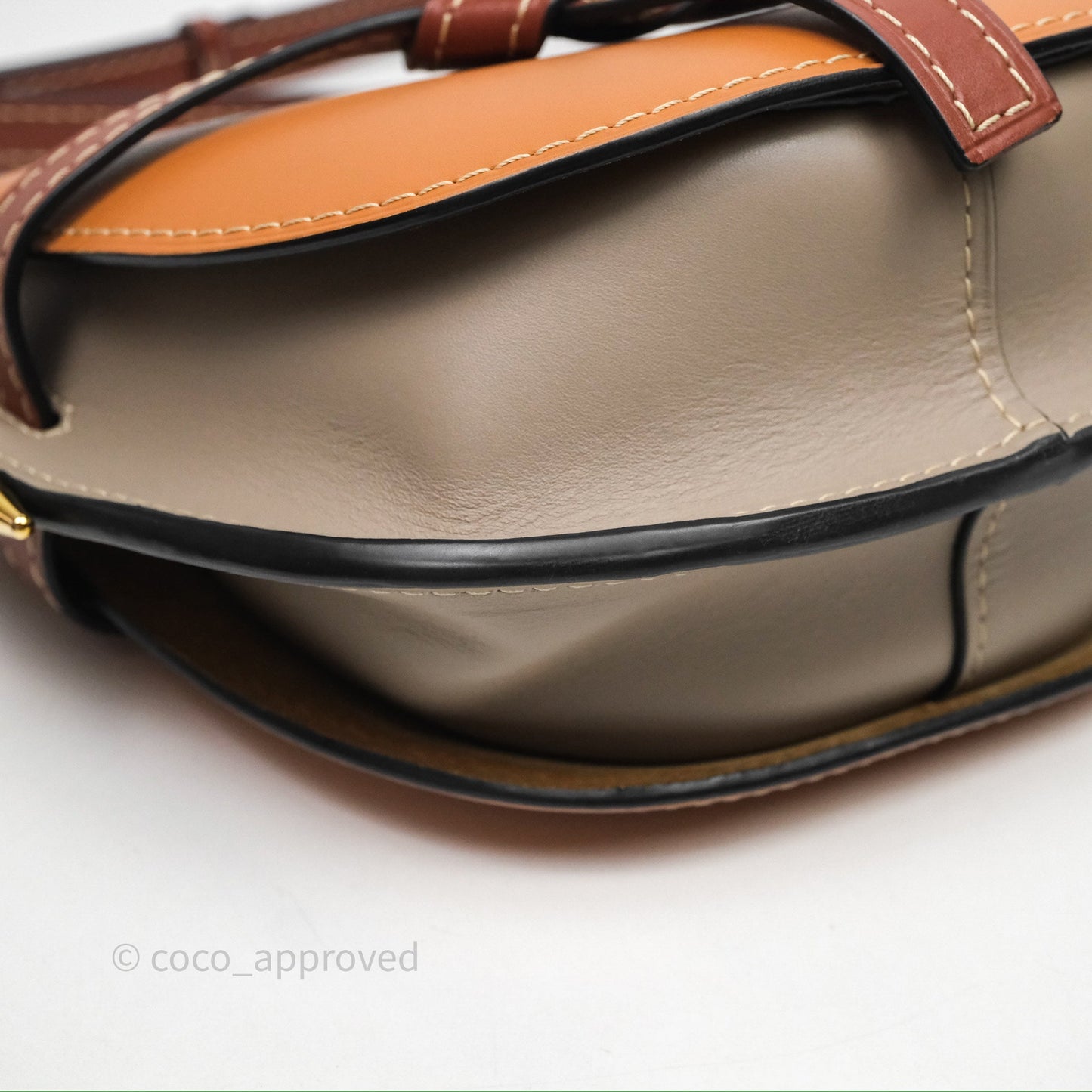 Loewe Small Gate Bag Smooth Calfskin Amber/Light Grey/Rust