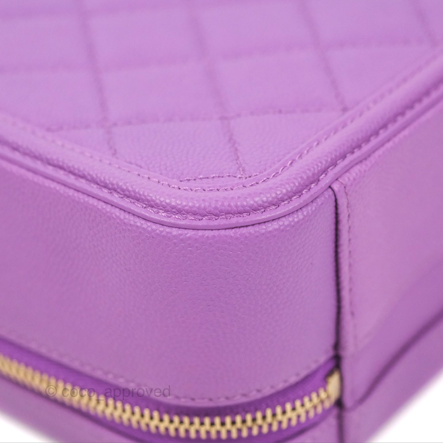 Chanel Quilted Medium CC Filigree Vanity Case Purple Caviar Gold Hardware