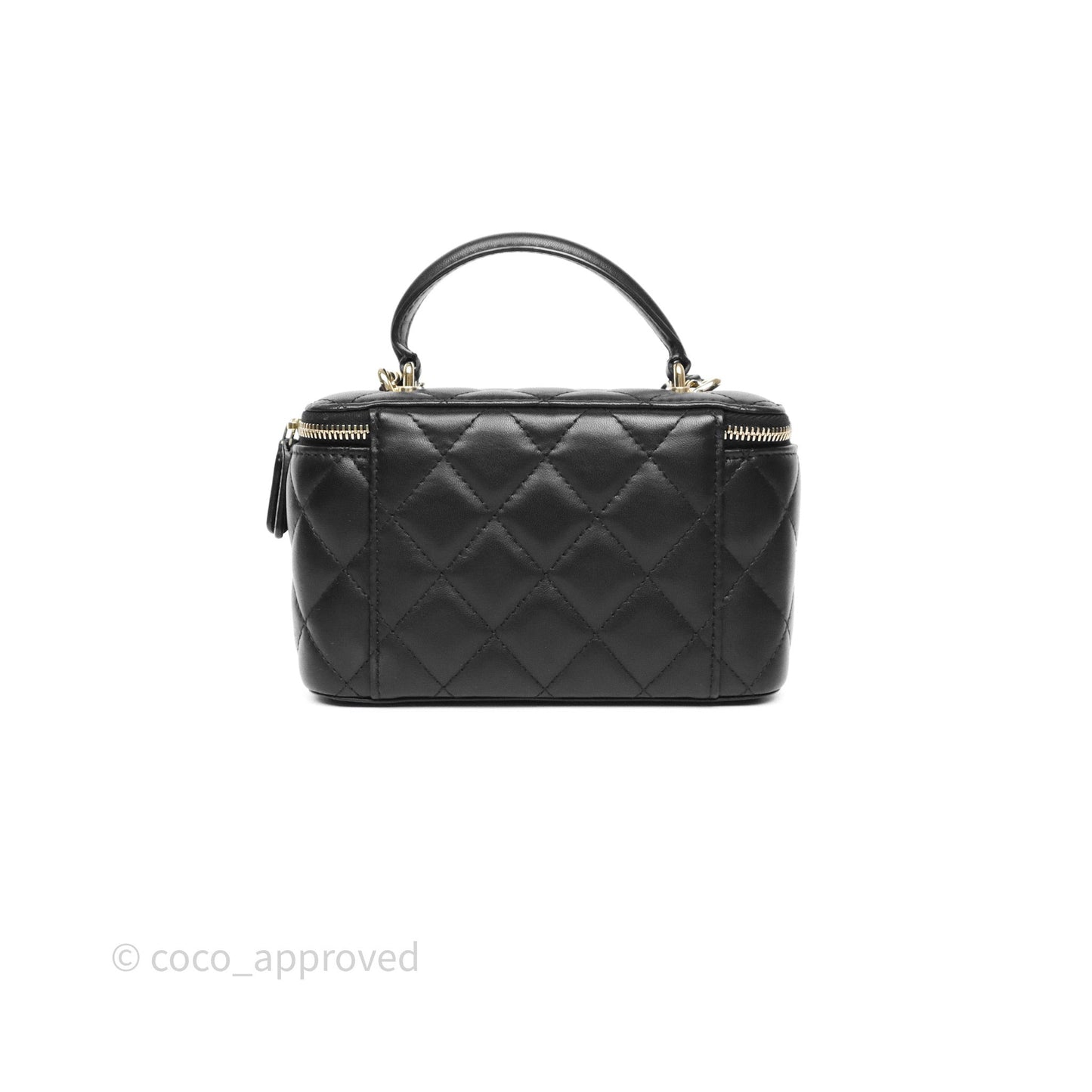 Chanel Vanity Rectangular Top Handle Black Lambskin Gold Hardware