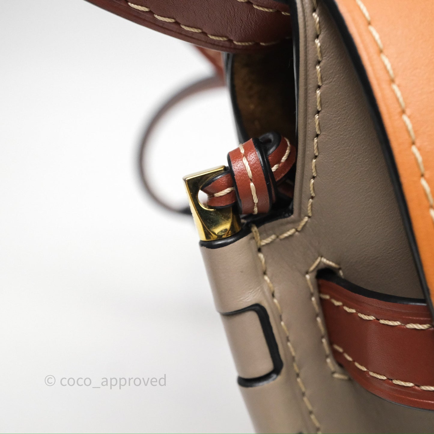 Loewe Small Gate Bag Smooth Calfskin Amber/Light Grey/Rust