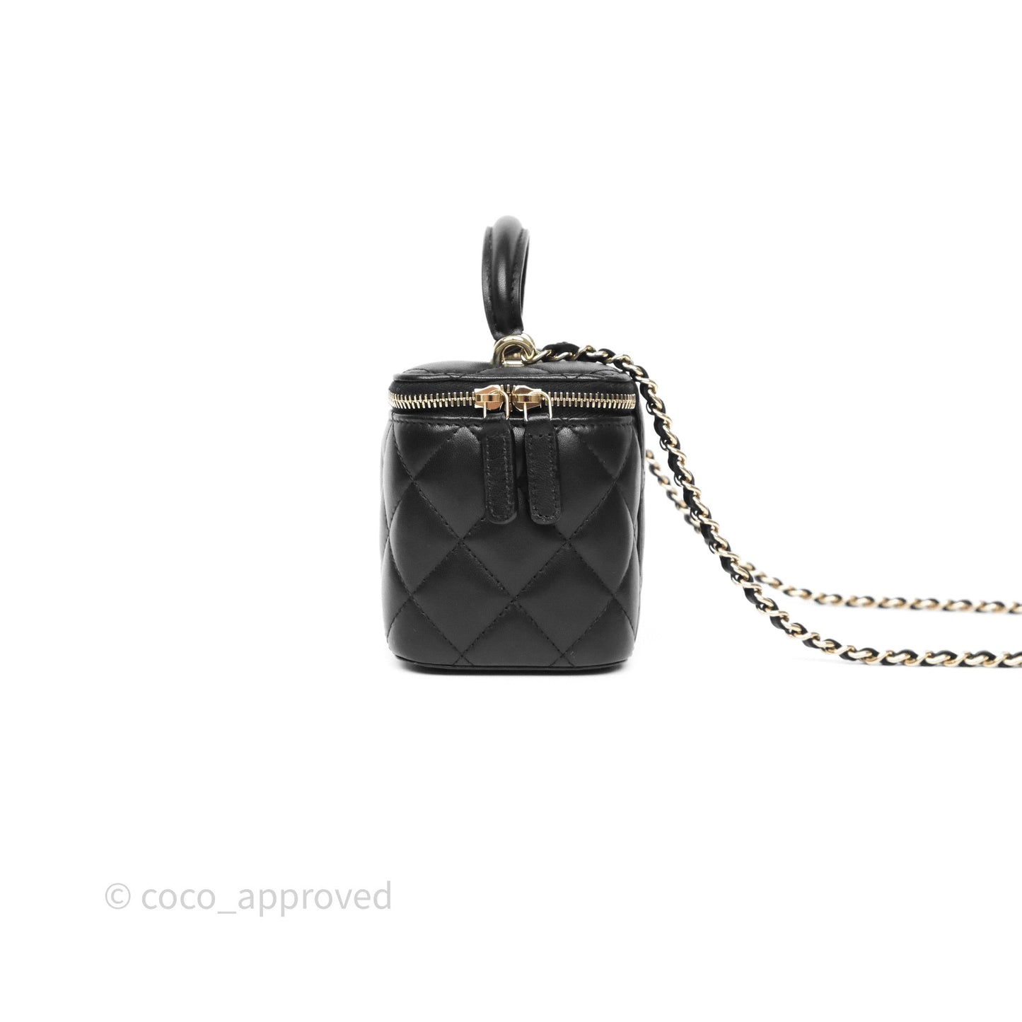 Chanel Vanity Rectangular Top Handle Black Lambskin Gold Hardware