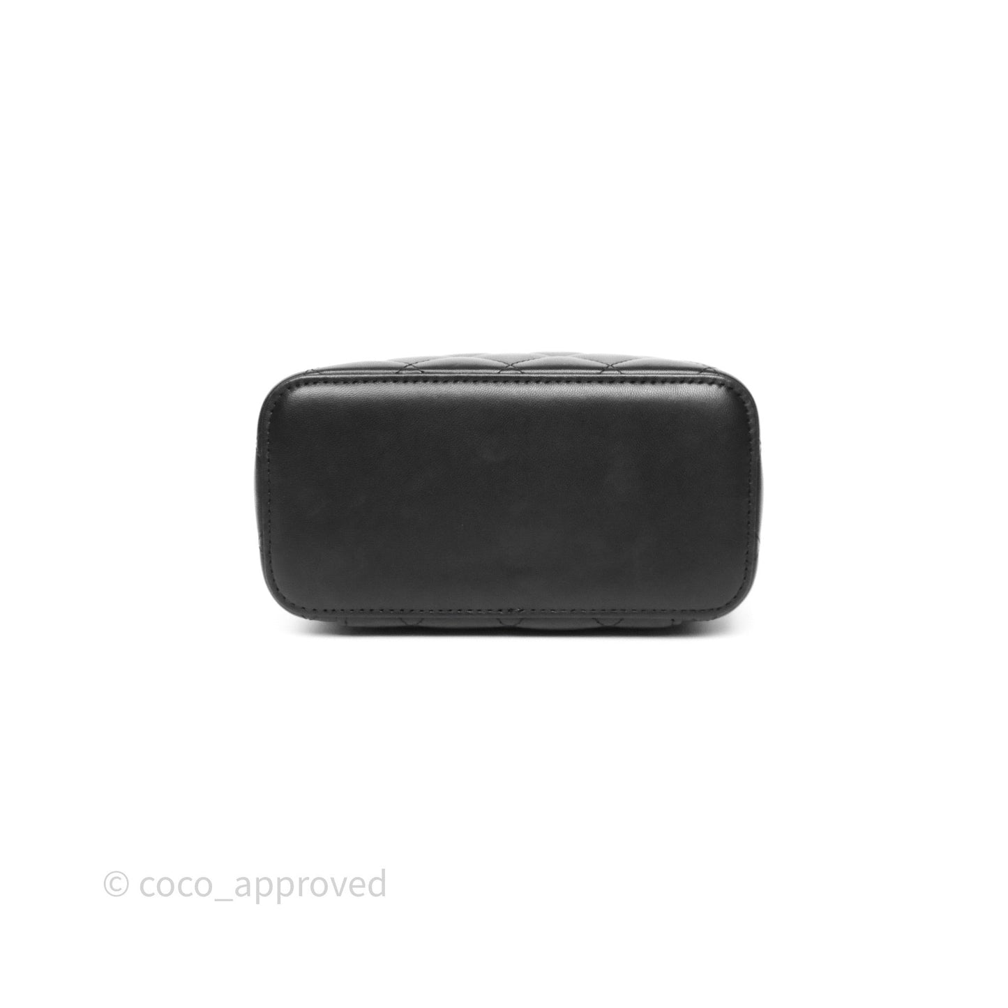 Chanel Vanity Rectangular Top Handle Black Lambskin Gold Hardware
