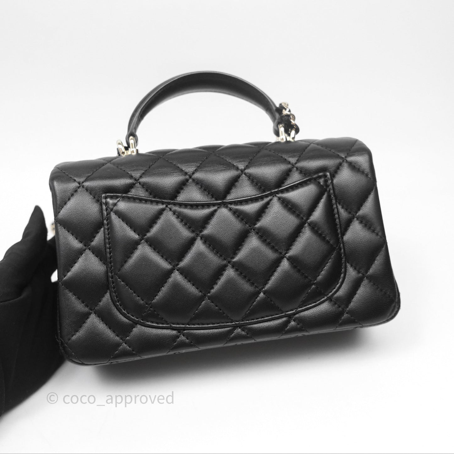 Chanel Top Handle Mini Rectangular Flap Bag Black Lambskin Gold Hardware