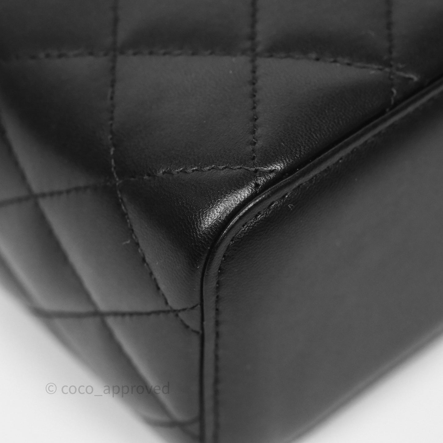 Chanel Vanity Rectangular Top Handle Black Lambskin Gold Hardware