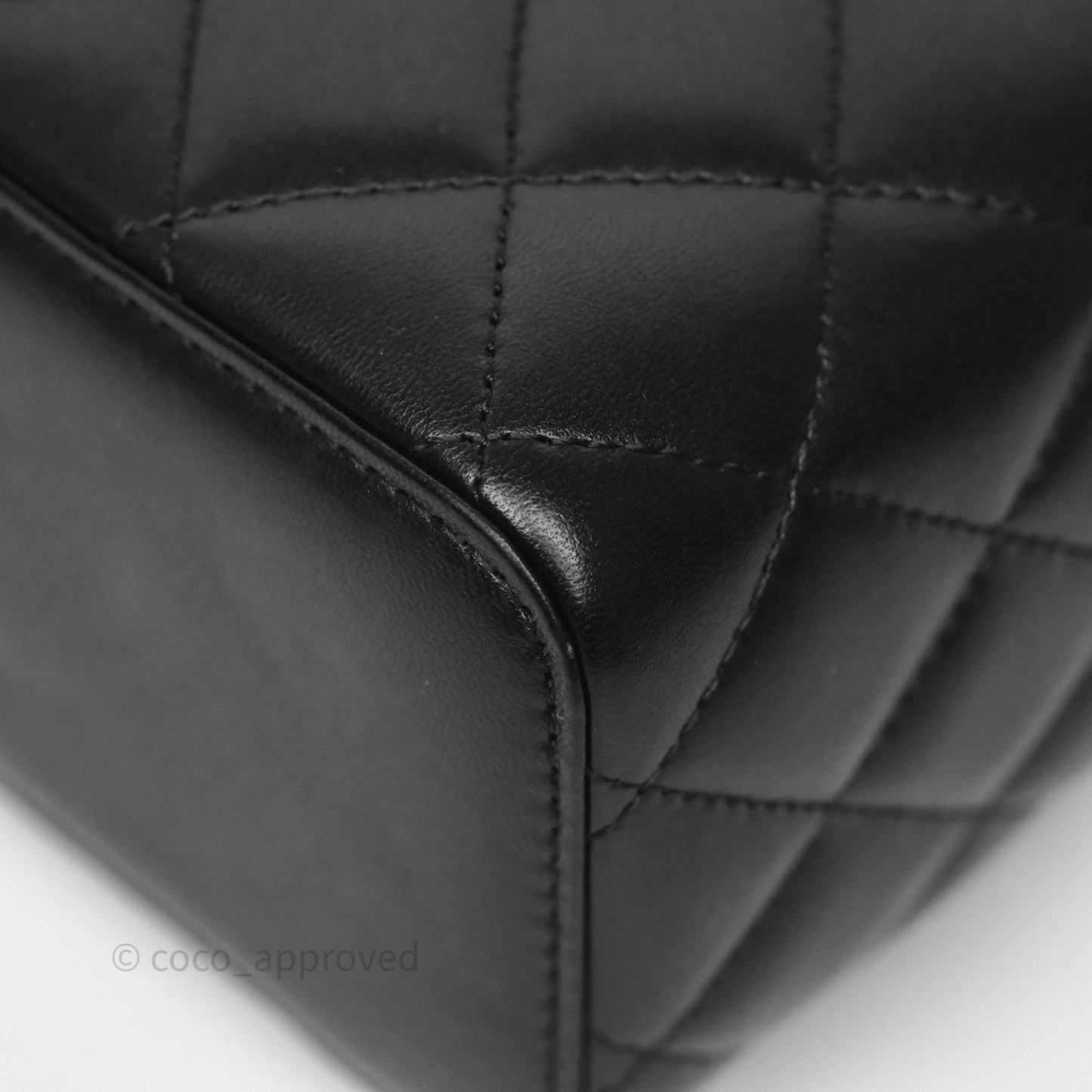 Chanel Vanity Rectangular Top Handle Black Lambskin Gold Hardware