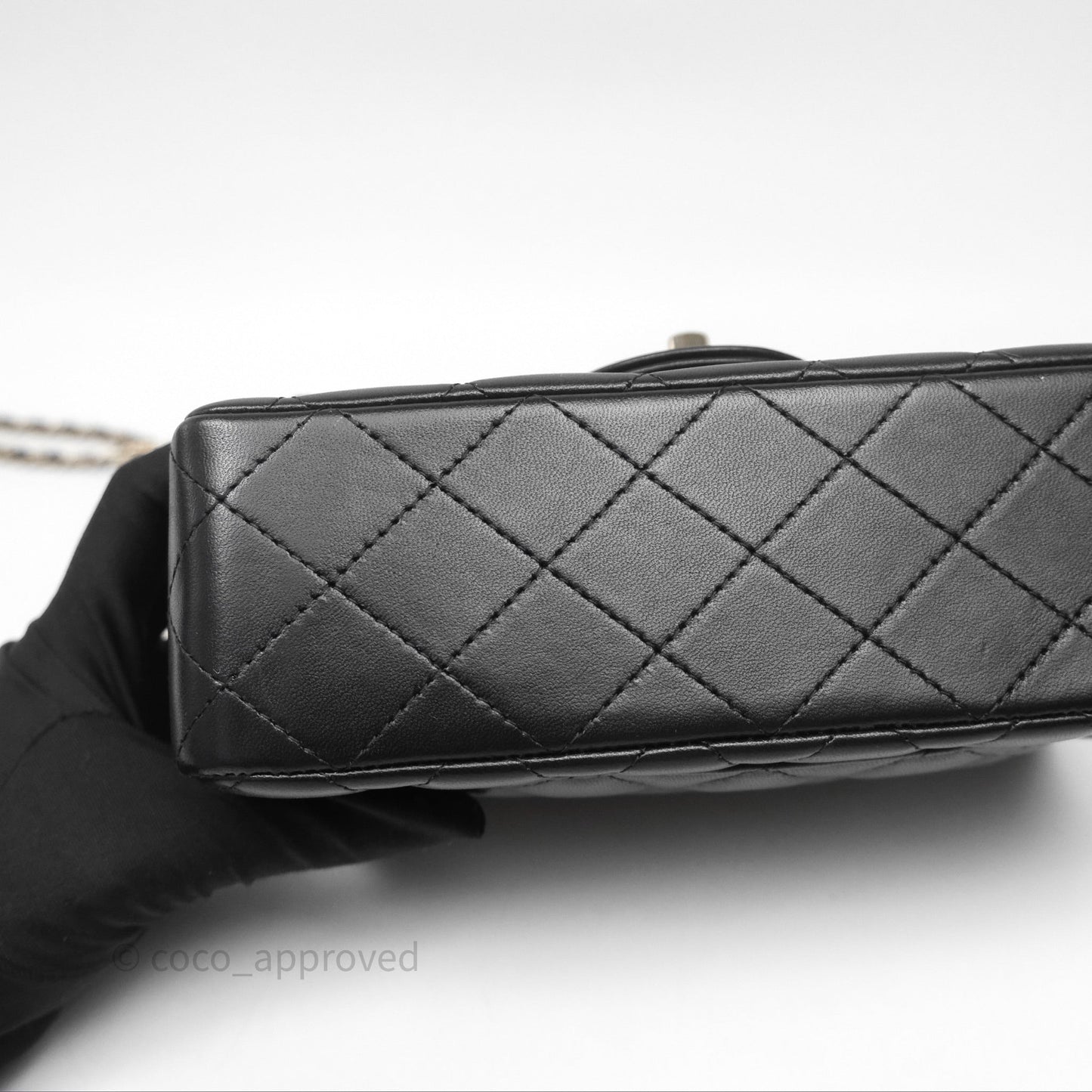Chanel Top Handle Mini Rectangular Flap Bag Black Lambskin Gold Hardware