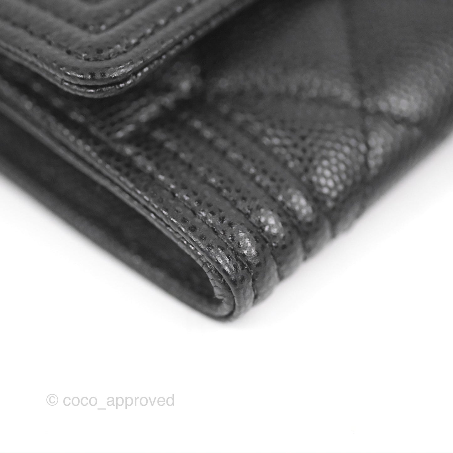 Chanel Quilted Boy Flap Card Holder Black Caviar Aged Gold Hardware