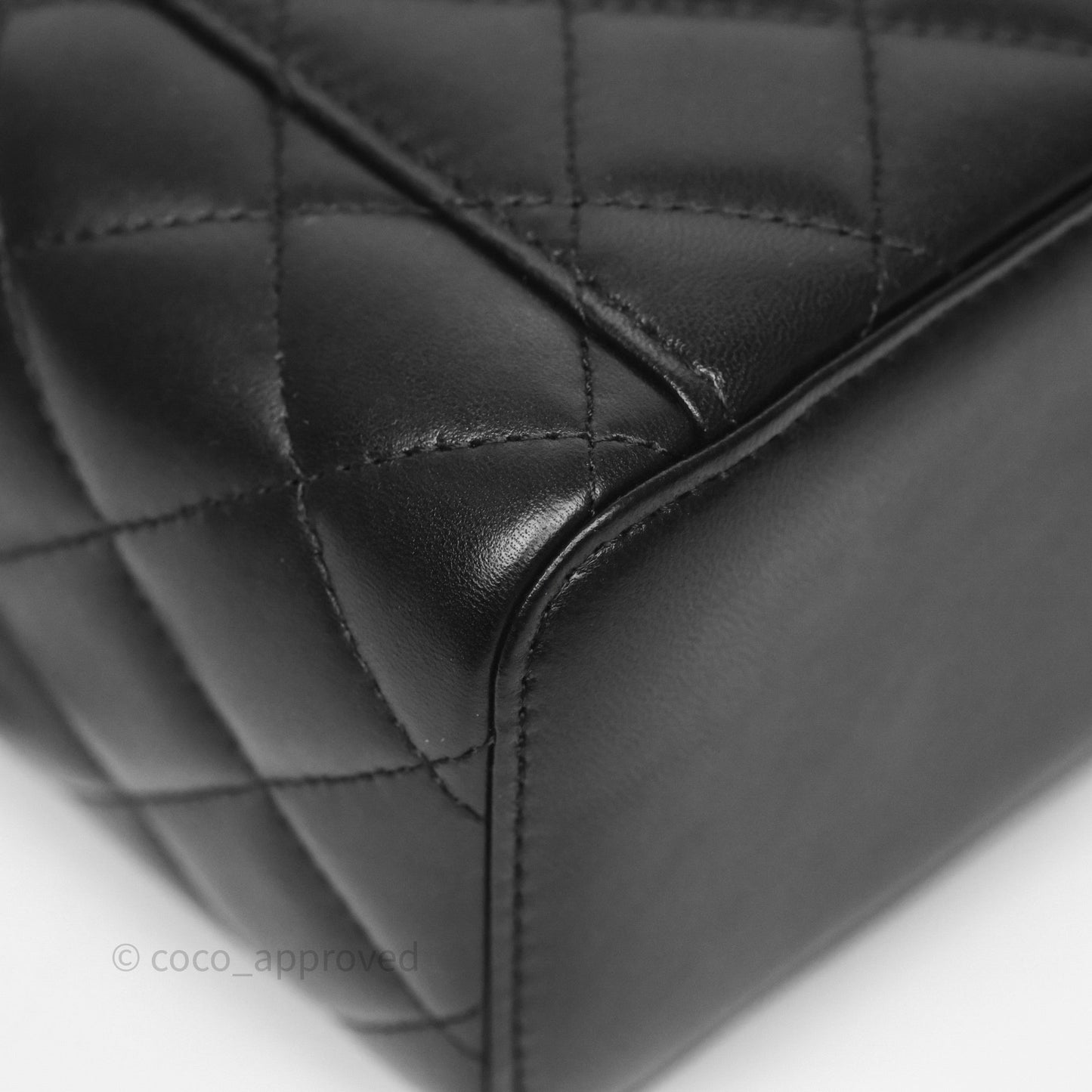 Chanel Vanity Rectangular Top Handle Black Lambskin Gold Hardware