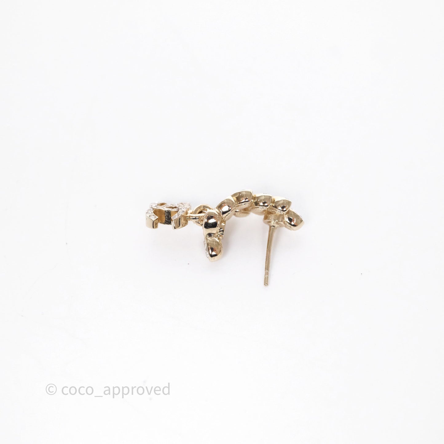 Chanel Leafy Crystal CC Drop Earrings Gold Tone 23S