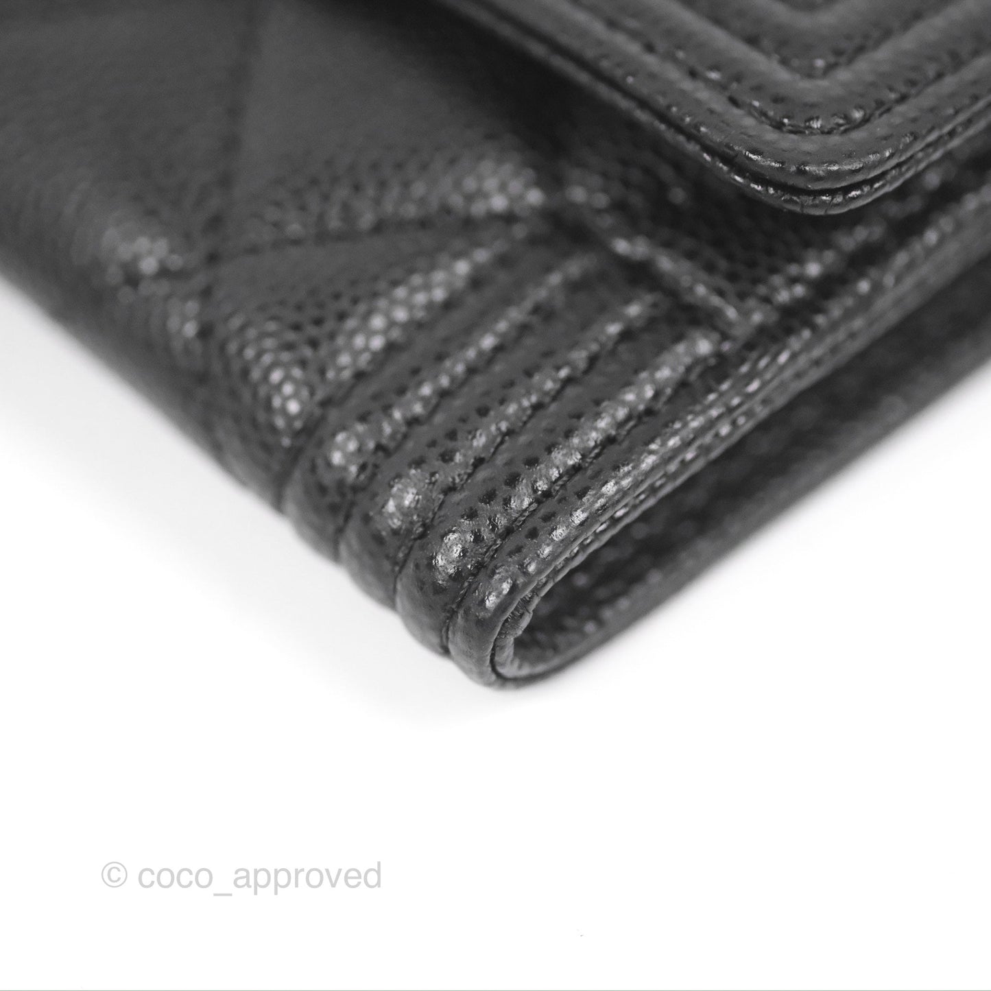 Chanel Quilted Boy Flap Card Holder Black Caviar Aged Gold Hardware