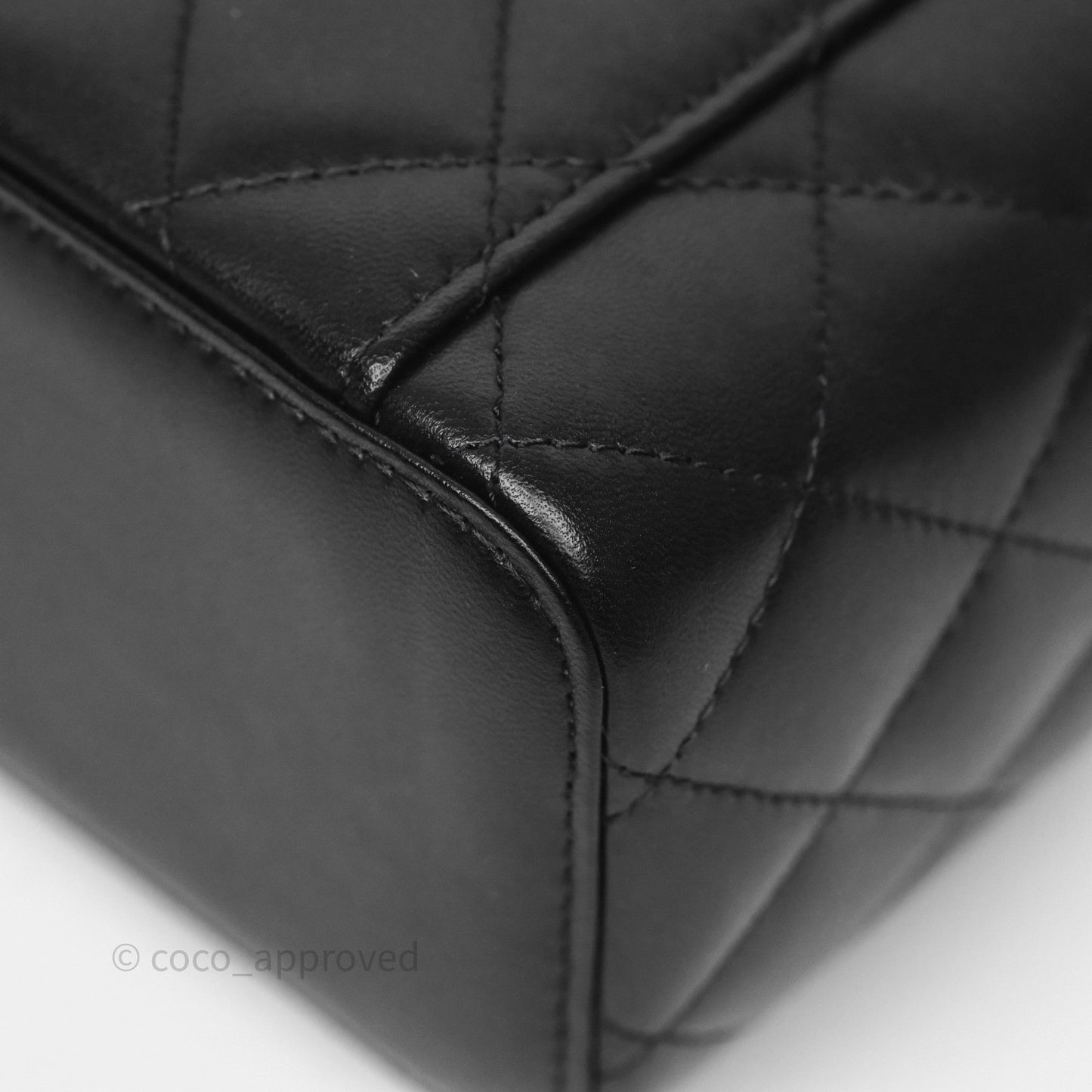 Chanel Vanity Rectangular Top Handle Black Lambskin Gold Hardware