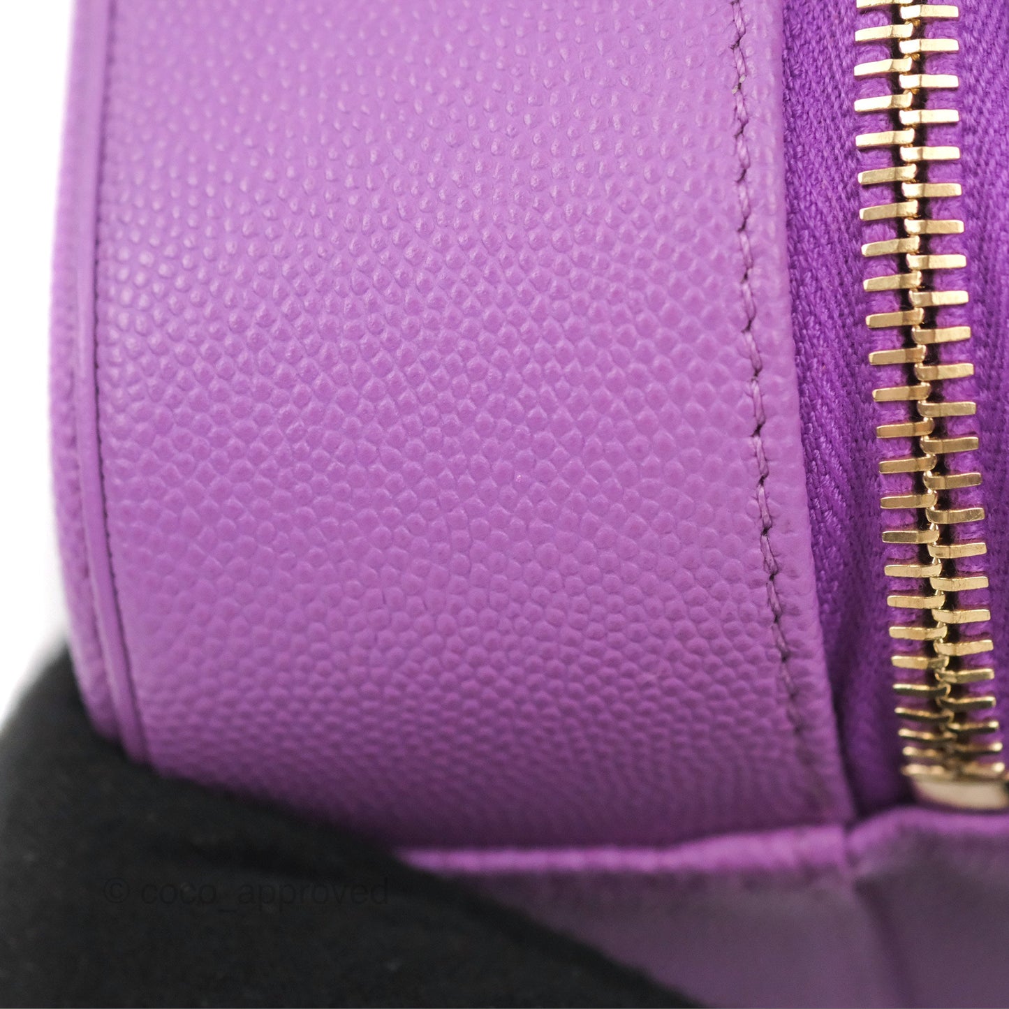 Chanel Quilted Medium CC Filigree Vanity Case Purple Caviar Gold Hardware