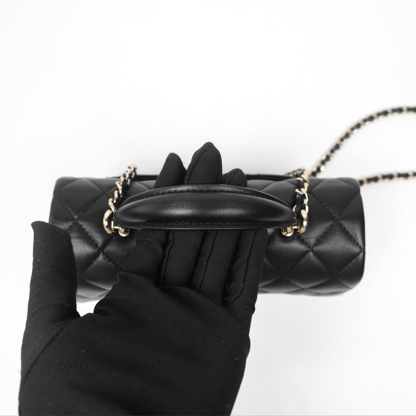 Chanel Top Handle Mini Rectangular Flap Bag Black Lambskin Gold Hardware
