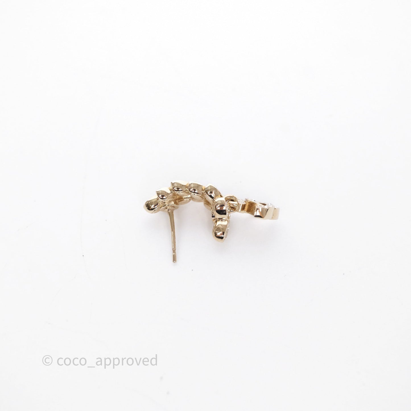 Chanel Leafy Crystal CC Drop Earrings Gold Tone 23S