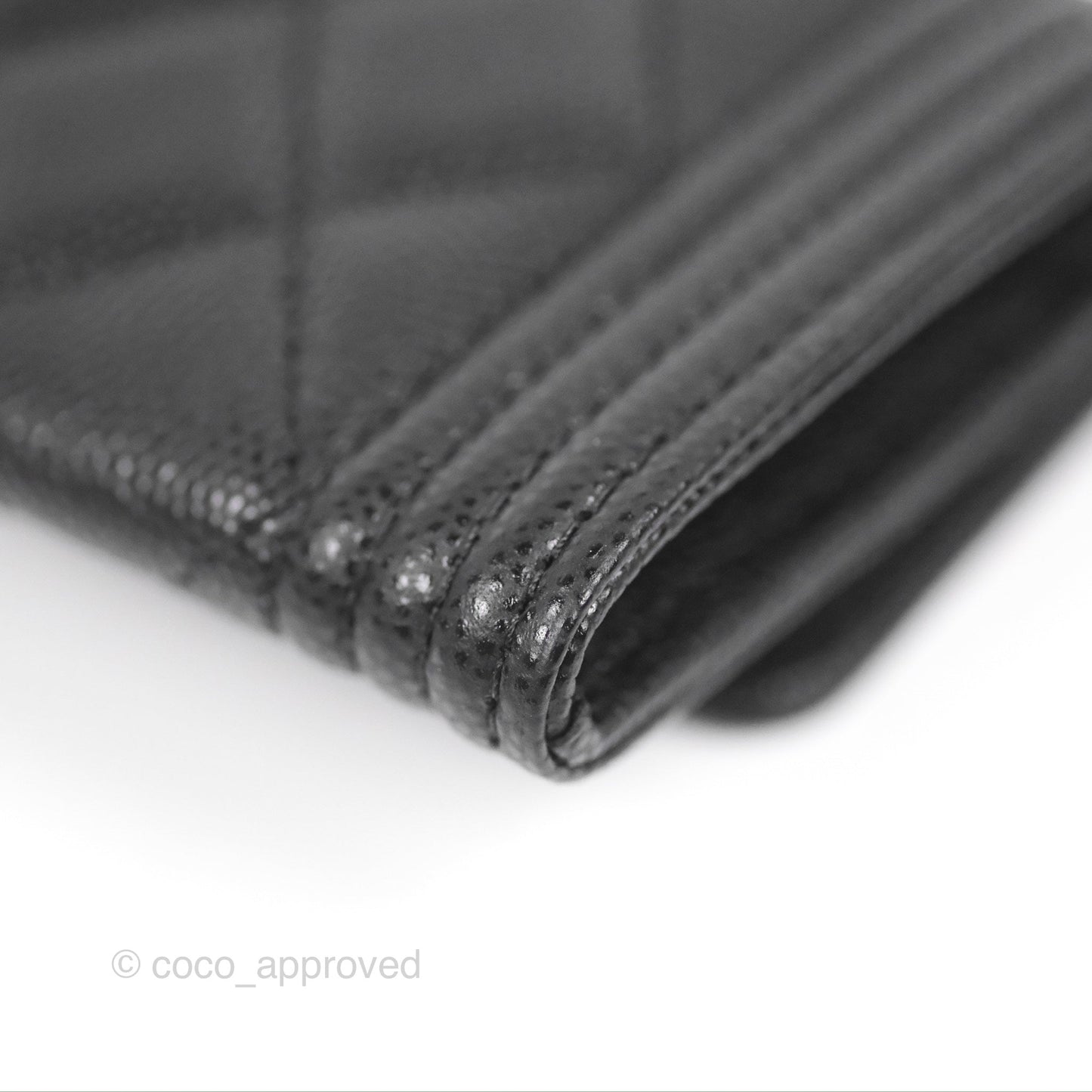 Chanel Quilted Boy Flap Card Holder Black Caviar Aged Gold Hardware
