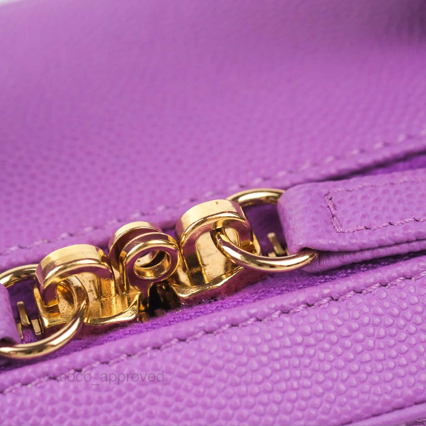 Chanel Quilted Medium CC Filigree Vanity Case Purple Caviar Gold Hardware