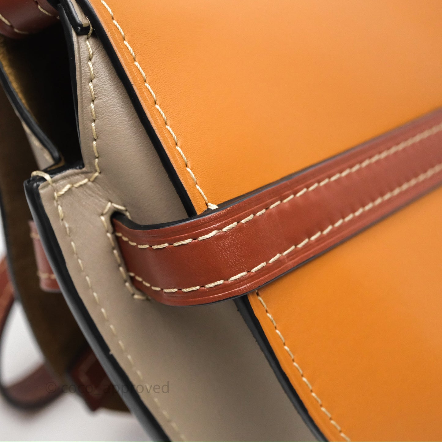 Loewe Small Gate Bag Smooth Calfskin Amber/Light Grey/Rust