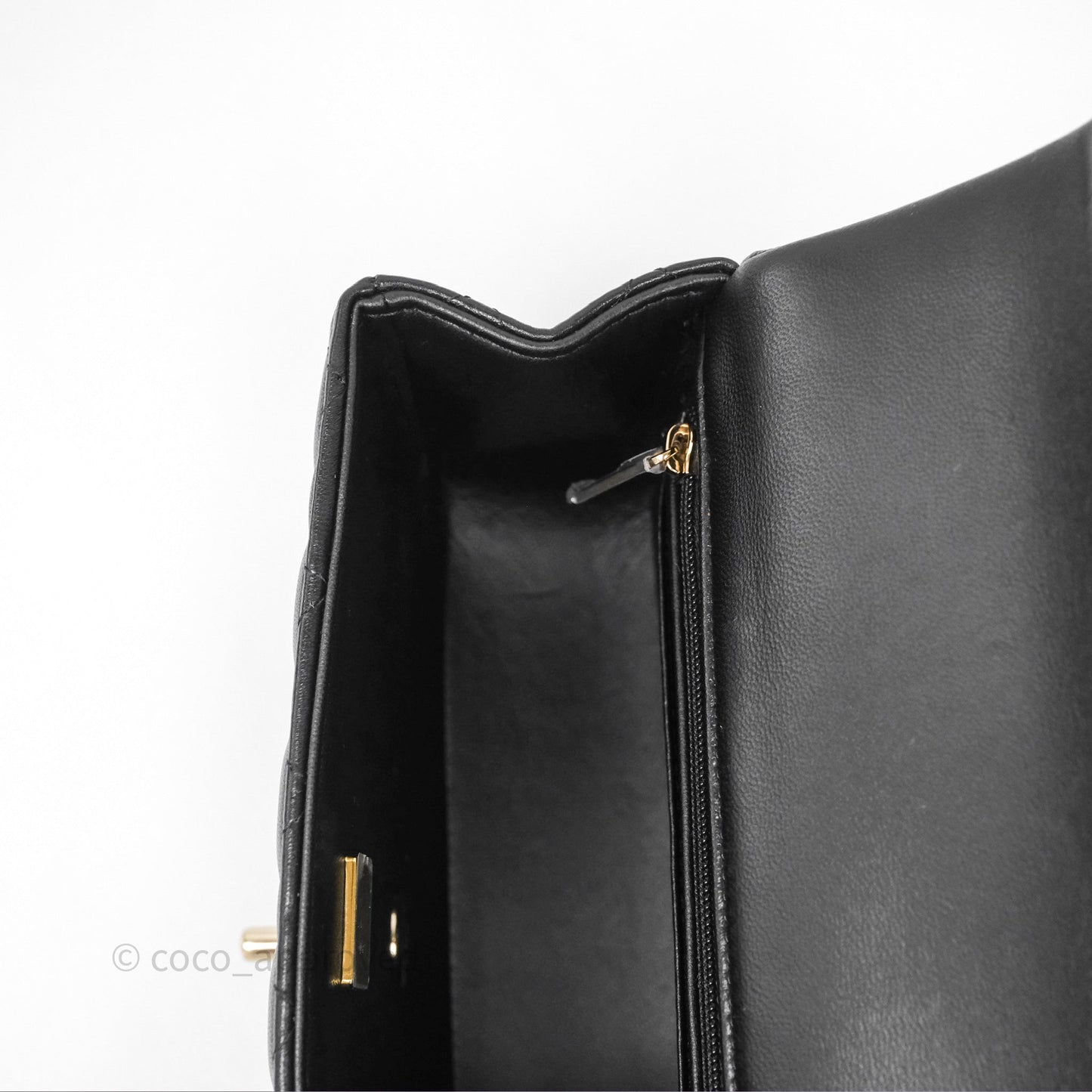Chanel Top Handle Mini Rectangular Flap Bag Black Lambskin Gold Hardware