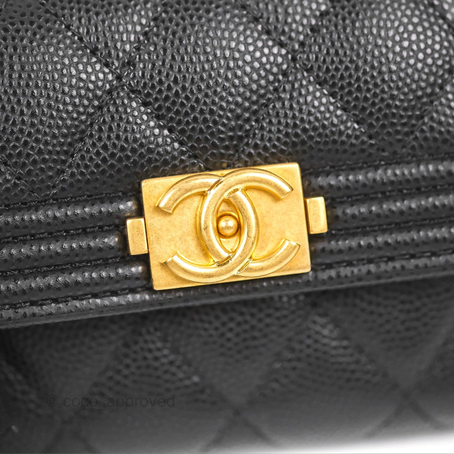 Chanel Quilted Boy Flap Card Holder Black Caviar Aged Gold Hardware