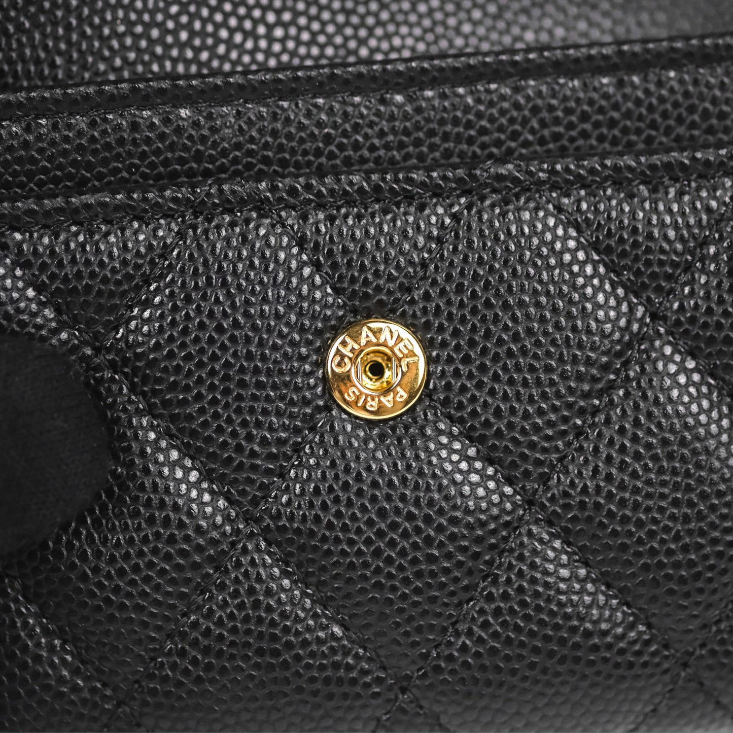 Chanel Quilted Boy Flap Card Holder Black Caviar Aged Gold Hardware