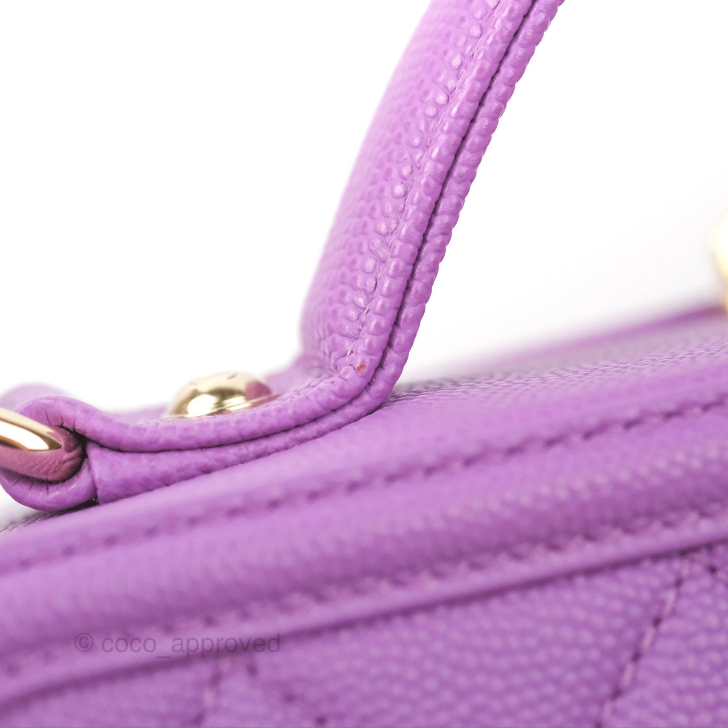 Chanel Quilted Medium CC Filigree Vanity Case Purple Caviar Gold Hardware