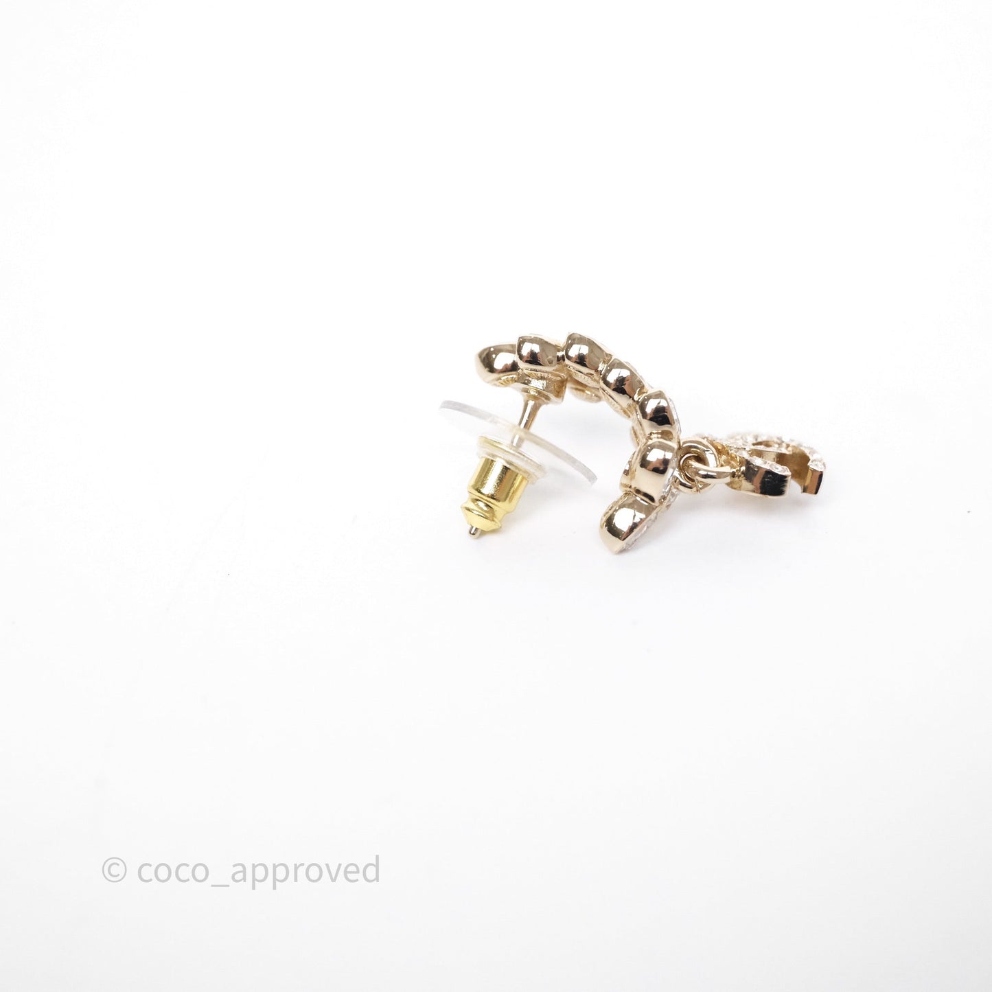 Chanel Leafy Crystal CC Drop Earrings Gold Tone 23S