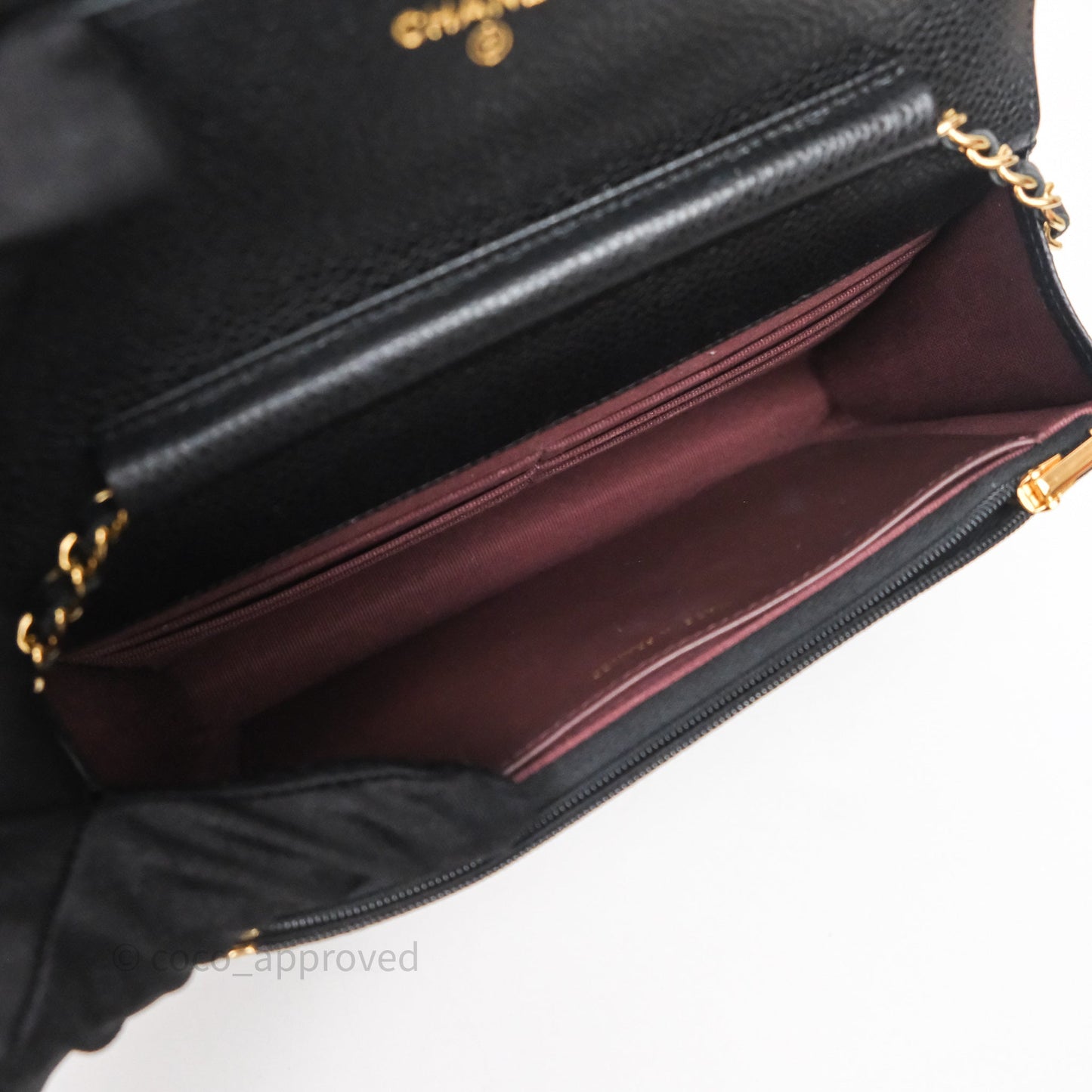 Chanel Classic Wallet On Chain WOC Quilted Black Caviar Gold Hardware