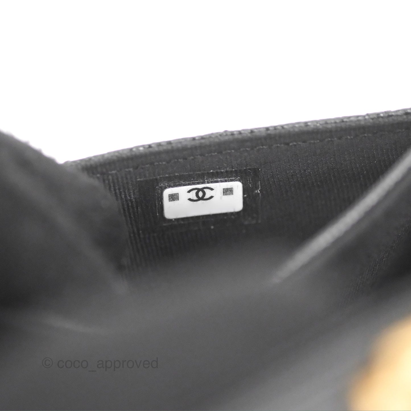 Chanel Quilted Boy Flap Card Holder Black Caviar Aged Gold Hardware