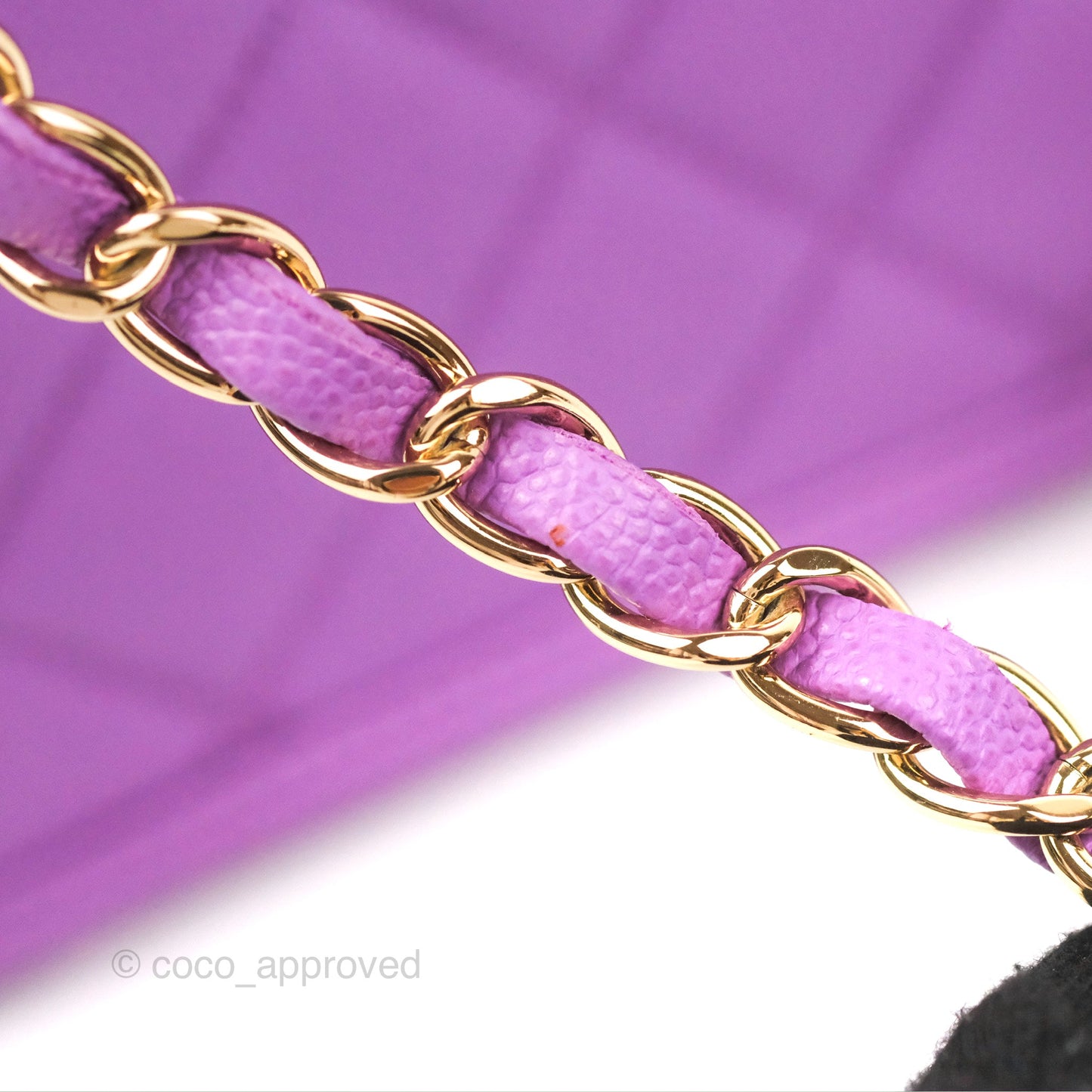 Chanel Quilted Medium CC Filigree Vanity Case Purple Caviar Gold Hardware