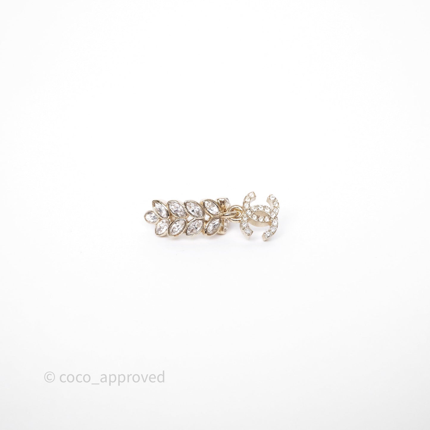 Chanel Leafy Crystal CC Drop Earrings Gold Tone 23S