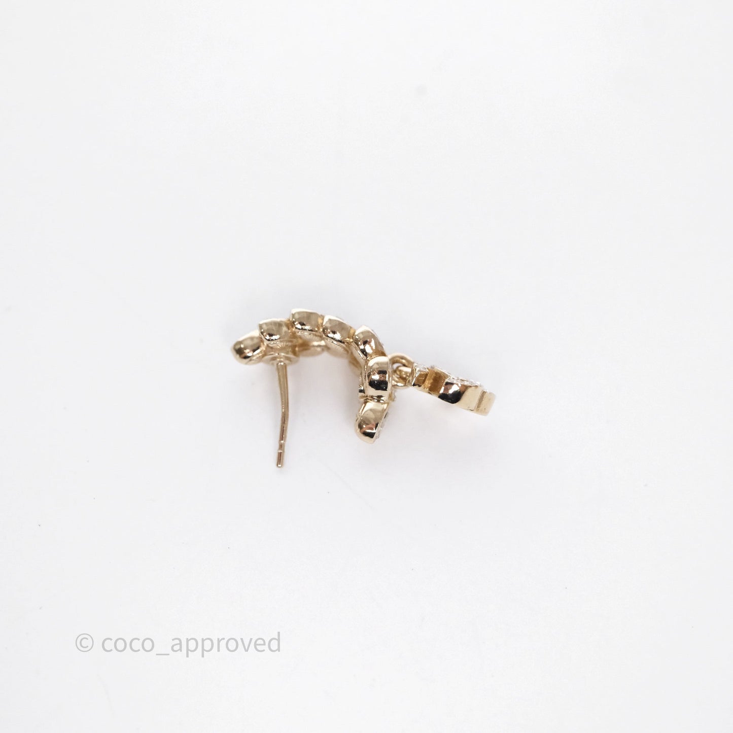 Chanel Leafy Crystal CC Drop Earrings Gold Tone 23S