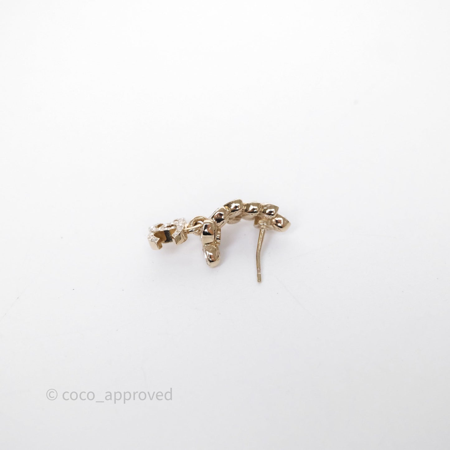 Chanel Leafy Crystal CC Drop Earrings Gold Tone 23S