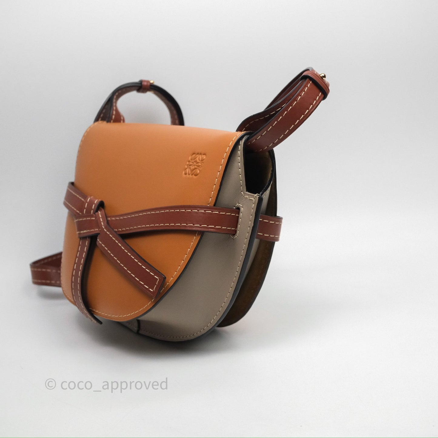 Loewe Small Gate Bag Smooth Calfskin Amber/Light Grey/Rust
