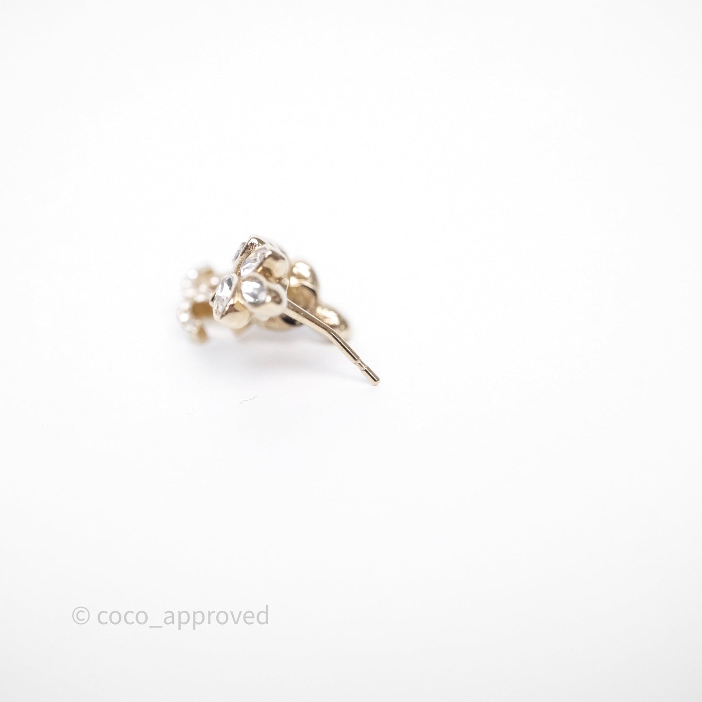 Chanel Leafy Crystal CC Drop Earrings Gold Tone 23S