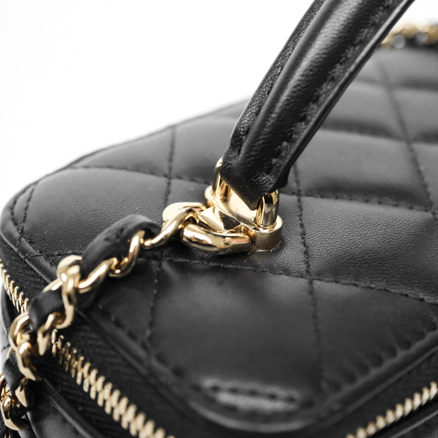 Chanel Vanity Rectangular Top Handle Black Lambskin Gold Hardware