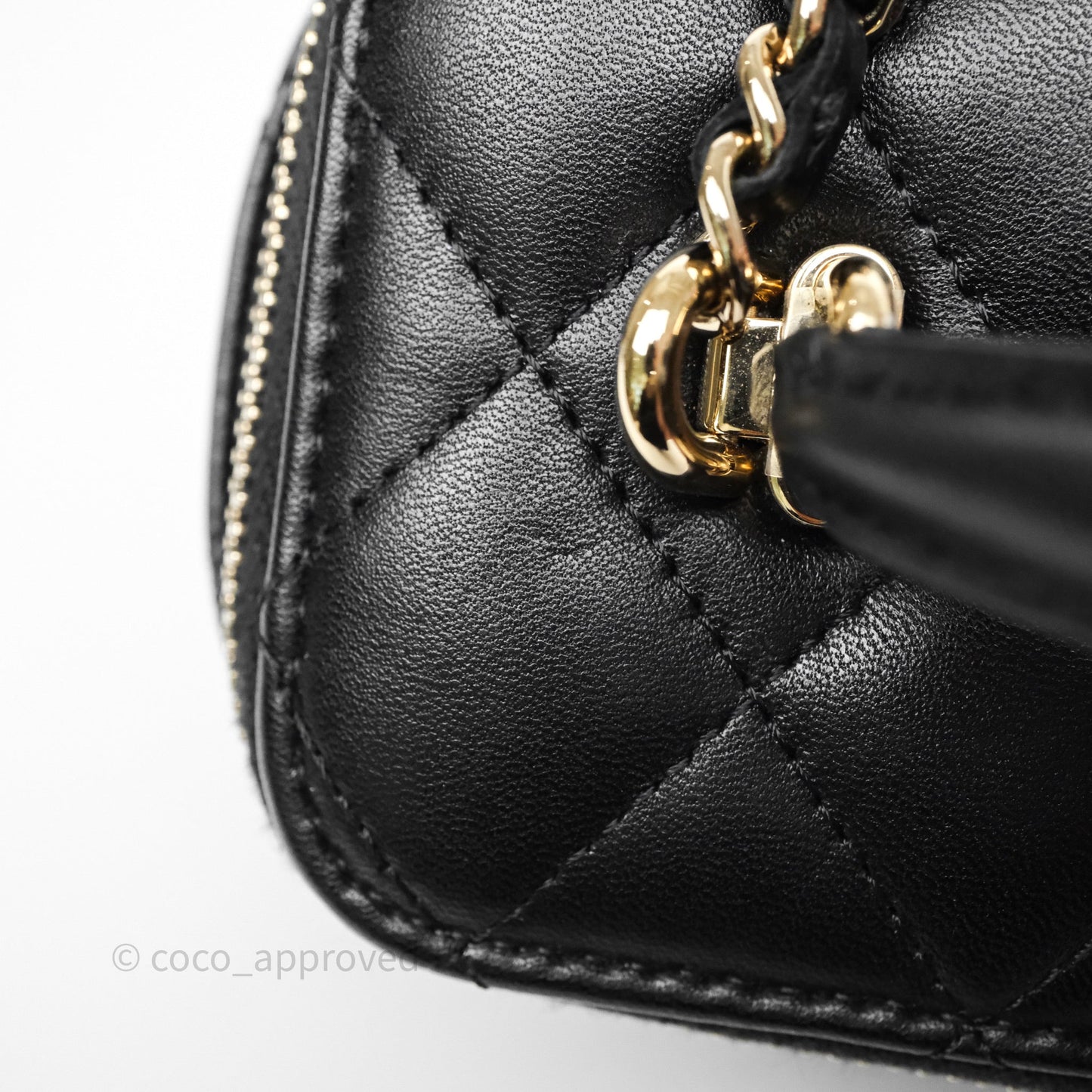 Chanel Vanity Rectangular Top Handle Black Lambskin Gold Hardware