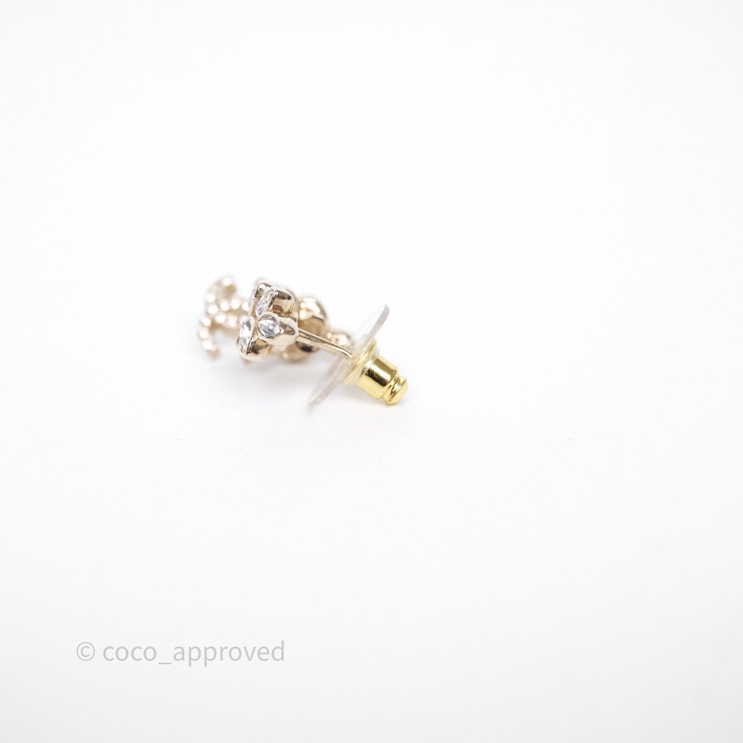 Chanel Leafy Crystal CC Drop Earrings Gold Tone 23S