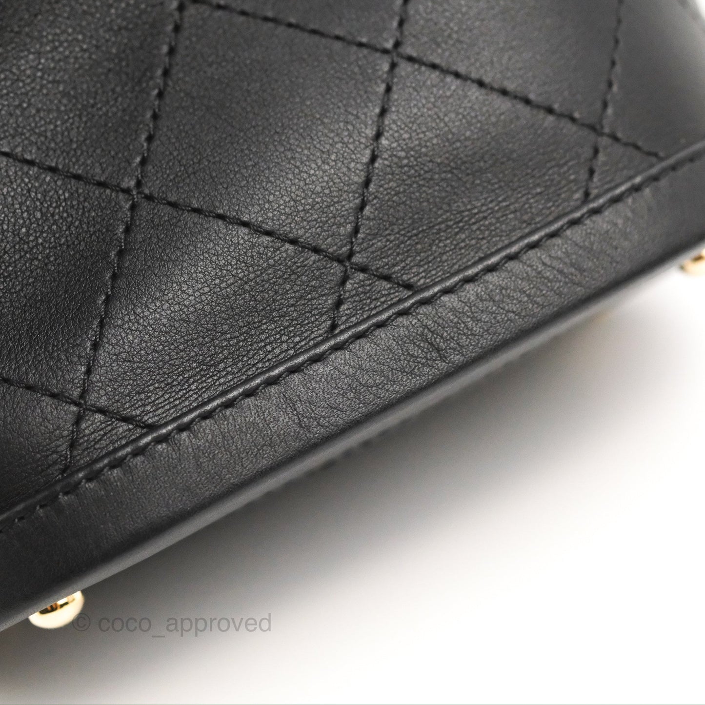 Chanel Quilted Drawstring Bucket Bag Black Calfskin Gold Hardware