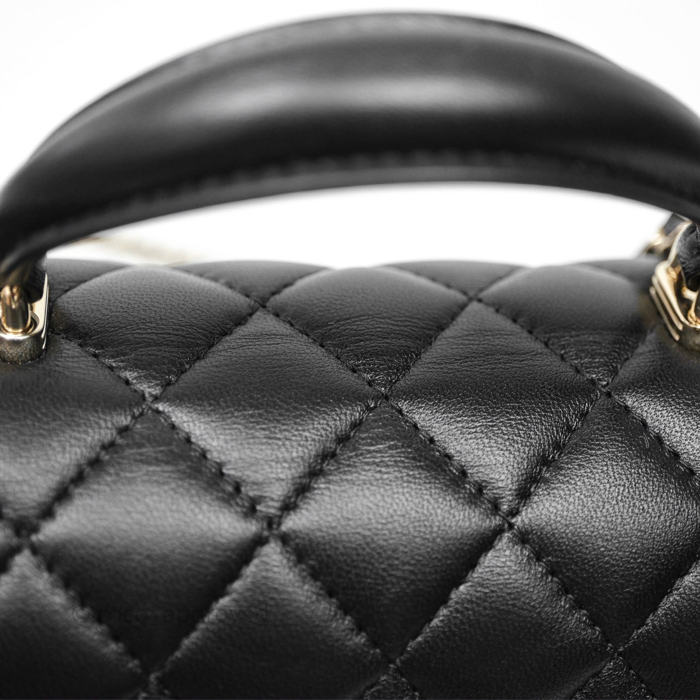 Chanel Top Handle Mini Rectangular Flap Bag Black Lambskin Gold Hardware